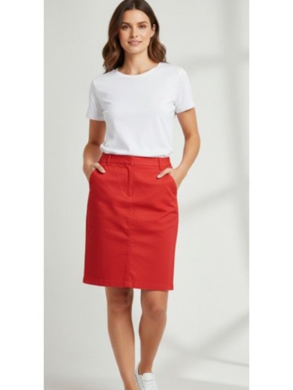 JEANOLOGY Red Straight Skirt Ladies Size 18